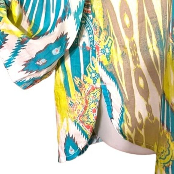 NWOT Chico's Multi Color Paisley Button Down Collared Shirt 3/4 Sleeve Cotton - Picture 5 of 11